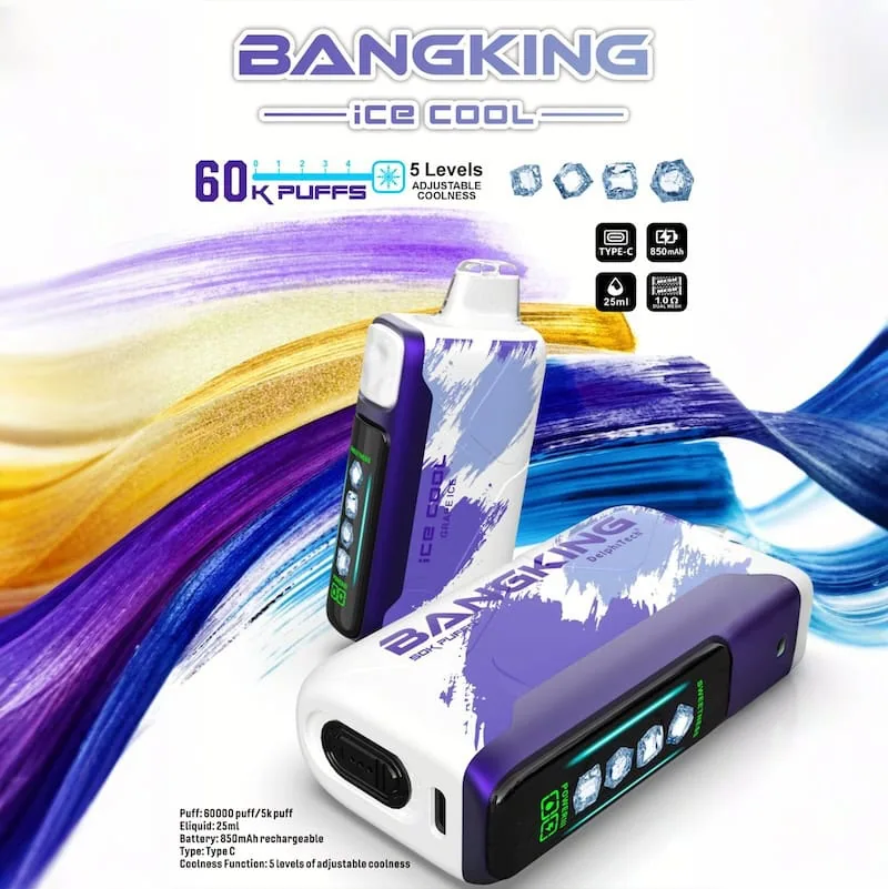 IMG_0414 Bang King moq 10pcs Ice Cool 60000 Puffs 60k Disposable Vape – 5 Adjustable Coolness - Image 3