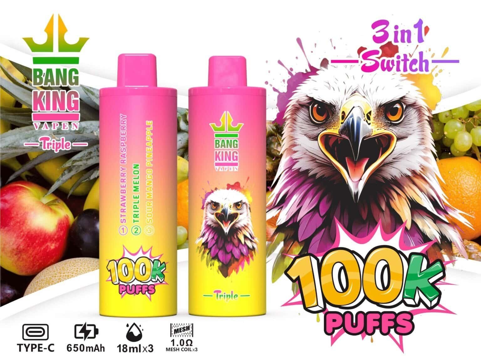 Bang King Triple 100000 – 3-Flavor Wholesale Vape 100000 Puffs - Image 4