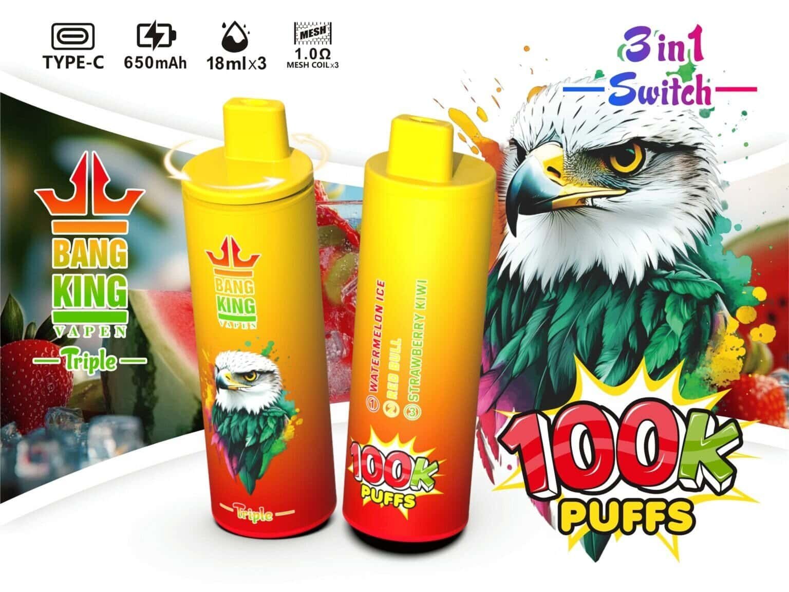 Bang King Triple 100000 – 3-Flavor Wholesale Vape 100000 Puffs - Image 2