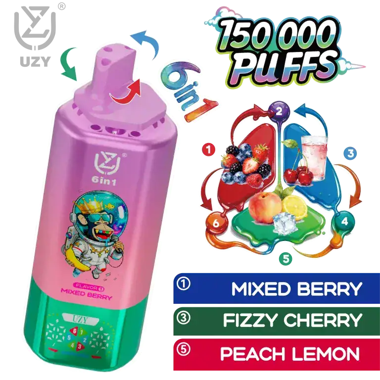 UZY 150K Crystal – 6-in-1 Big Puff Wholesale Vape 150000 Puffs EU Warehouse