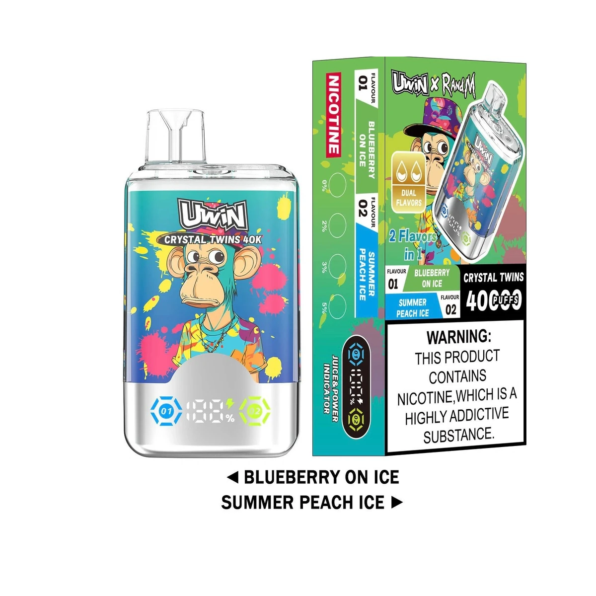 Uwin Crystal Twins 40000 – Premium 40K Puffs Dual Flavor Vape Wholesale